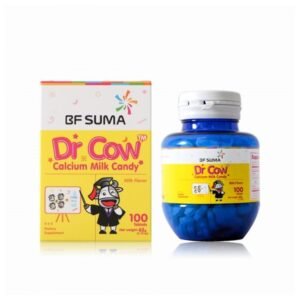 A box and bottle of BF Suma Dr Cow Children's Calcium Milk Candy, x100 tablets