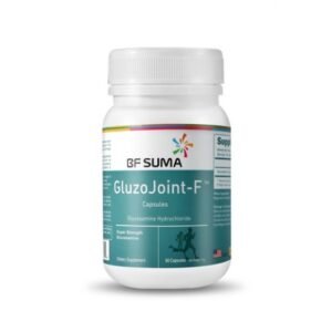 A white bottle of bf suma GluzoJoint-F dietary supplement for super strength, bottle contains 60 capsules